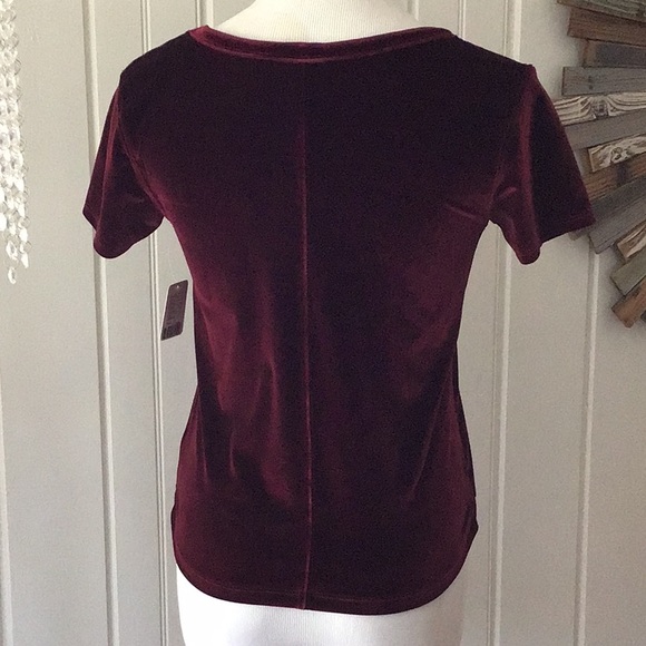 NWT FREE PEOPLE VELVET BURGUNDY  TOP - Picture 5 of 9